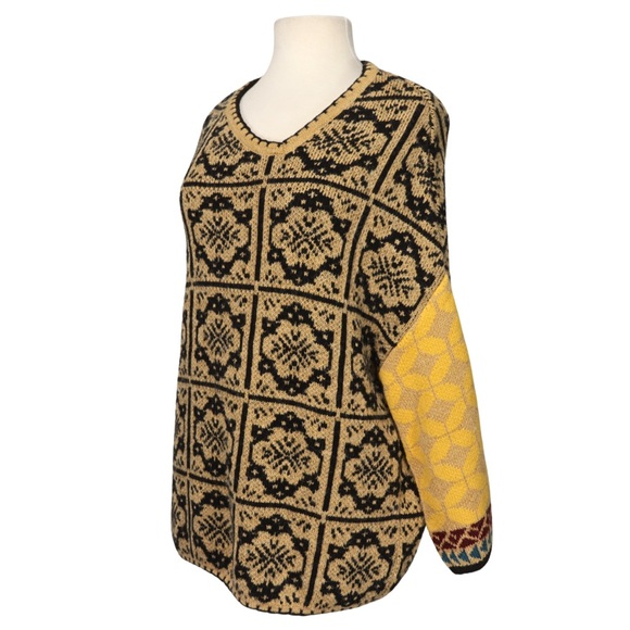 Zara Sweater Grandmacore Neckline Jacquard Patchwork Women Yellow Women XS - S - Picture 3 of 10